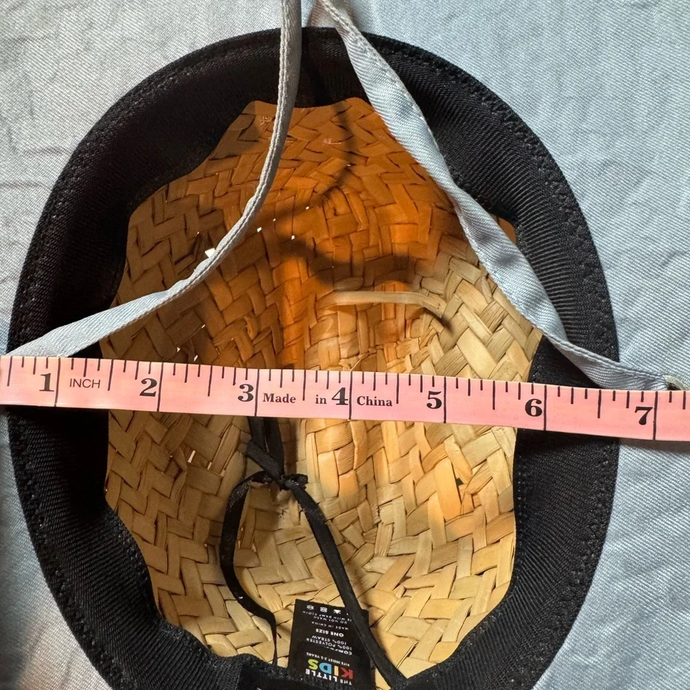 Kids' Woven Straw Hat with Gray Trim - Picture 11 of 12